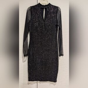 Enfocus Studio Black Glitter Long Sleeve Dress